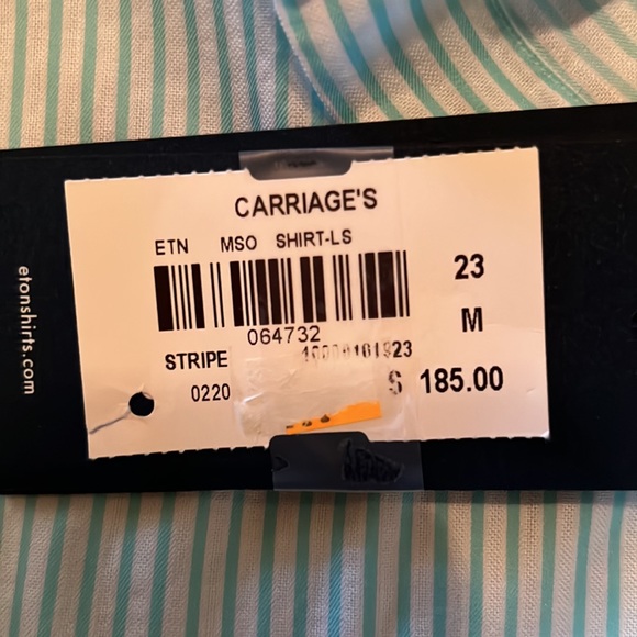 19. Eton Contemporary Mens Dress Shirt in Mint-Green Stripes - Picture 9 of 14